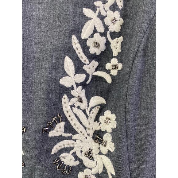 Brooks Bros Red Fleece Wool Blend Floral Embroidered Beads Pleated Shift Dress 8 - Picture 2 of 9